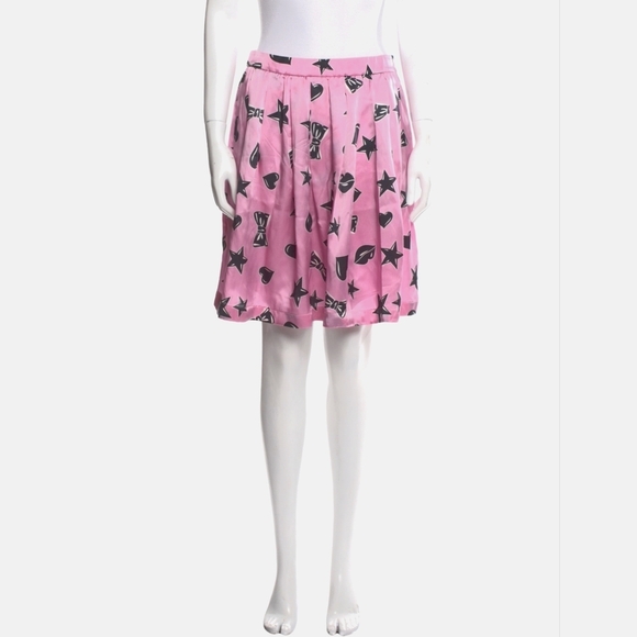 Moschino Couture Pink Pleated Skirt w/ Hearts, Stars & Bows – US 6 - NWOT - Picture 5 of 8